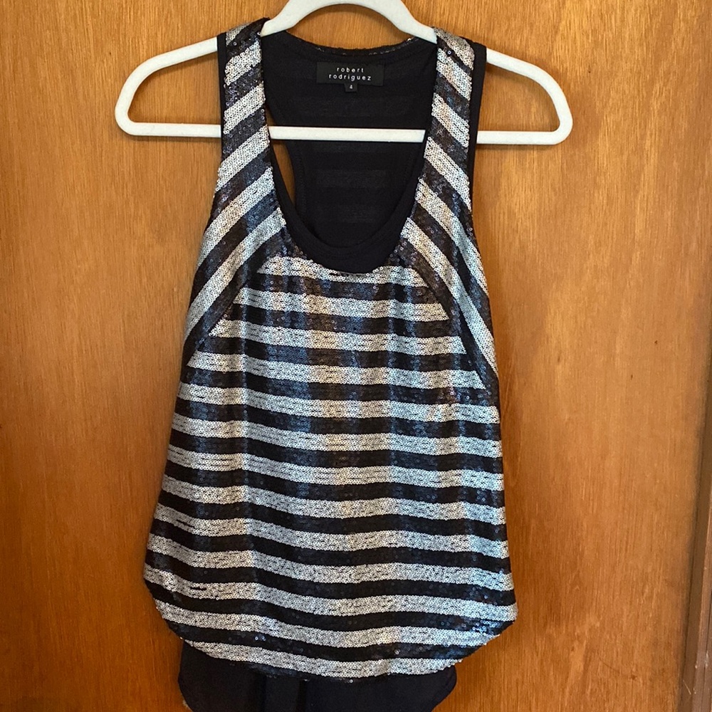 Robert Rodriguez Striped Sequin Tank Size 4